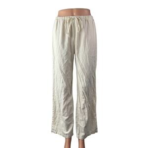 Pacific Republic Women's White High Waisted Tie Wide Leg Trousers Pants Size M